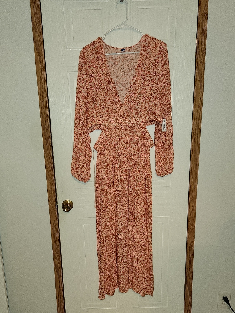Old Navy Rust Floral Wrap Maxi Dress